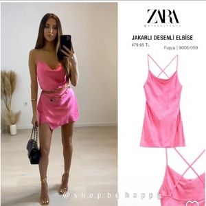 BNWT ZARA JAQUARD ANIMAL PRINT SATIN MICRO MINI SLIP DRESS SZ SM